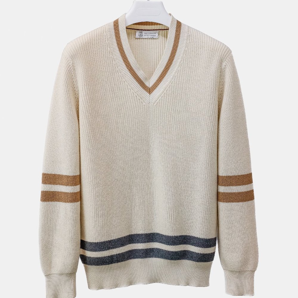 *SOLD* Brunello Cucinelli Ecru V-Neck Sweater